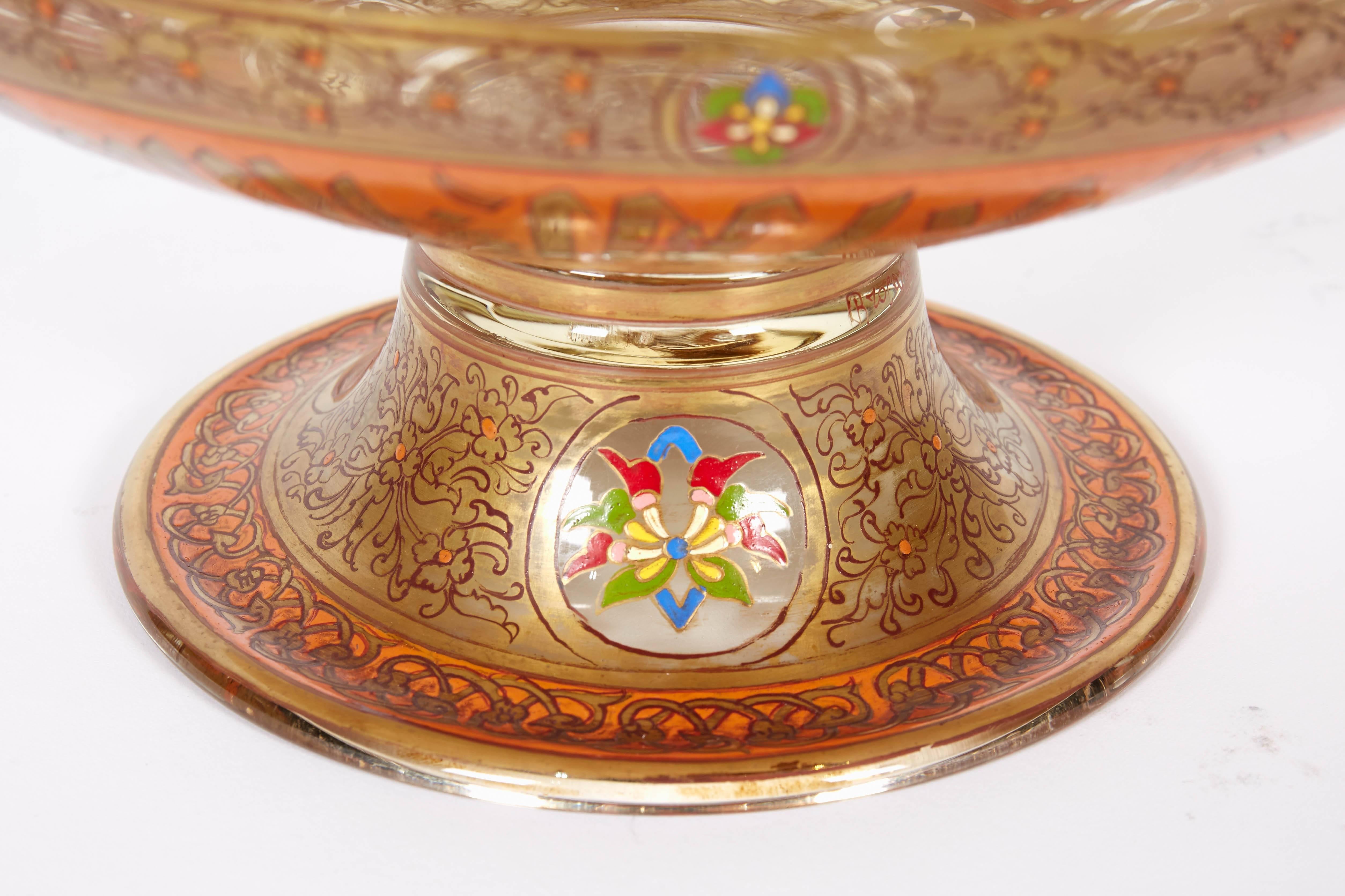 Rare French Enameled Mamluk Revival Glass Mosque Lamp by Philippe Joseph Brocard For Sale 5