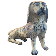 Rare French Faience Dog, late 19th/early 20th century
