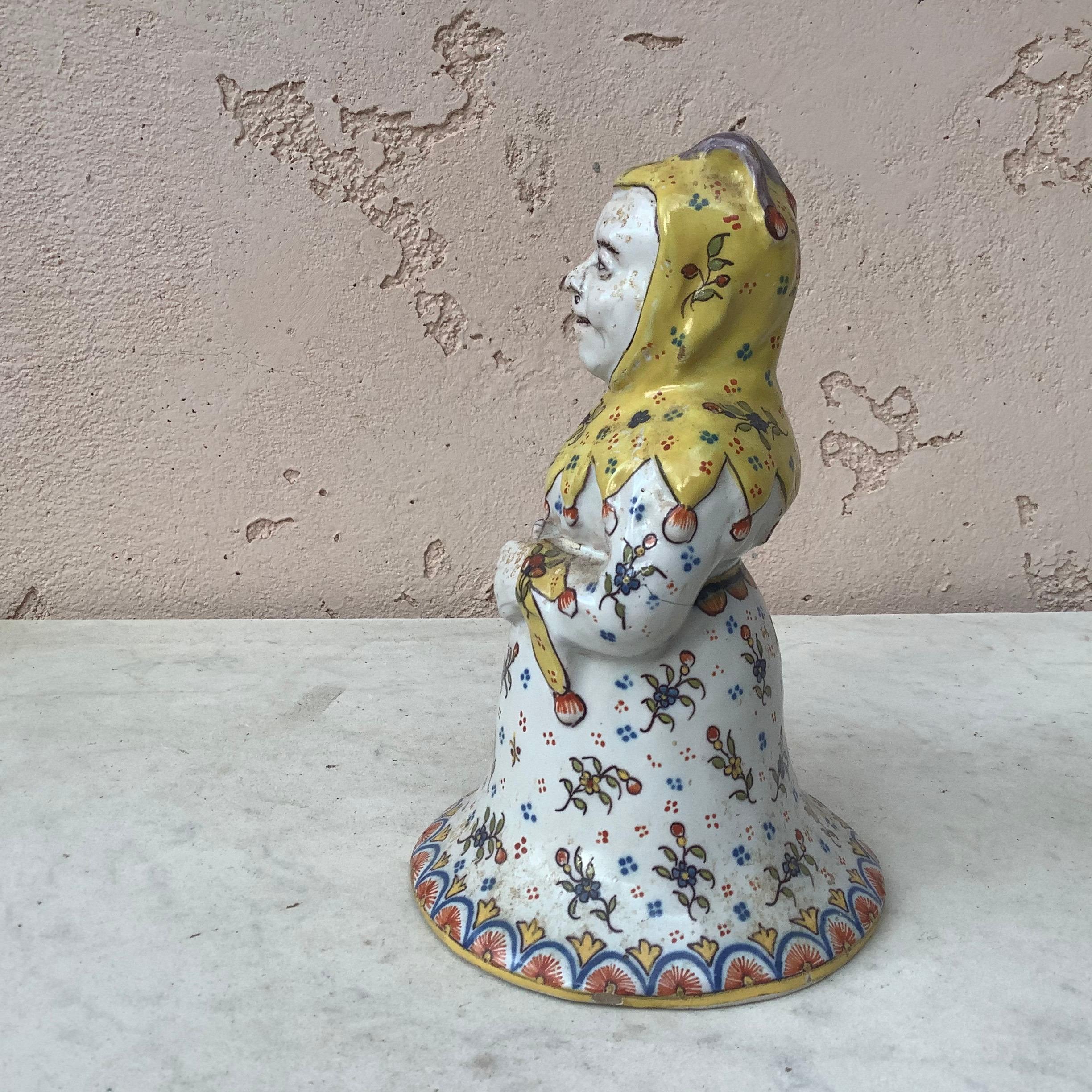 Late 19th Century Rare French Faience Jester Bell Desvres, circa 1890
