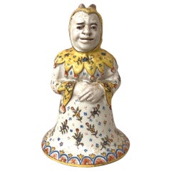 Rare French Faience Jester Bell Desvres, circa 1890