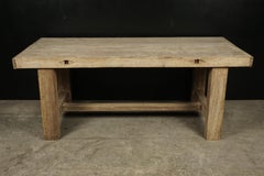 Rare French Farm Table with Two Plank Top, circa 1890