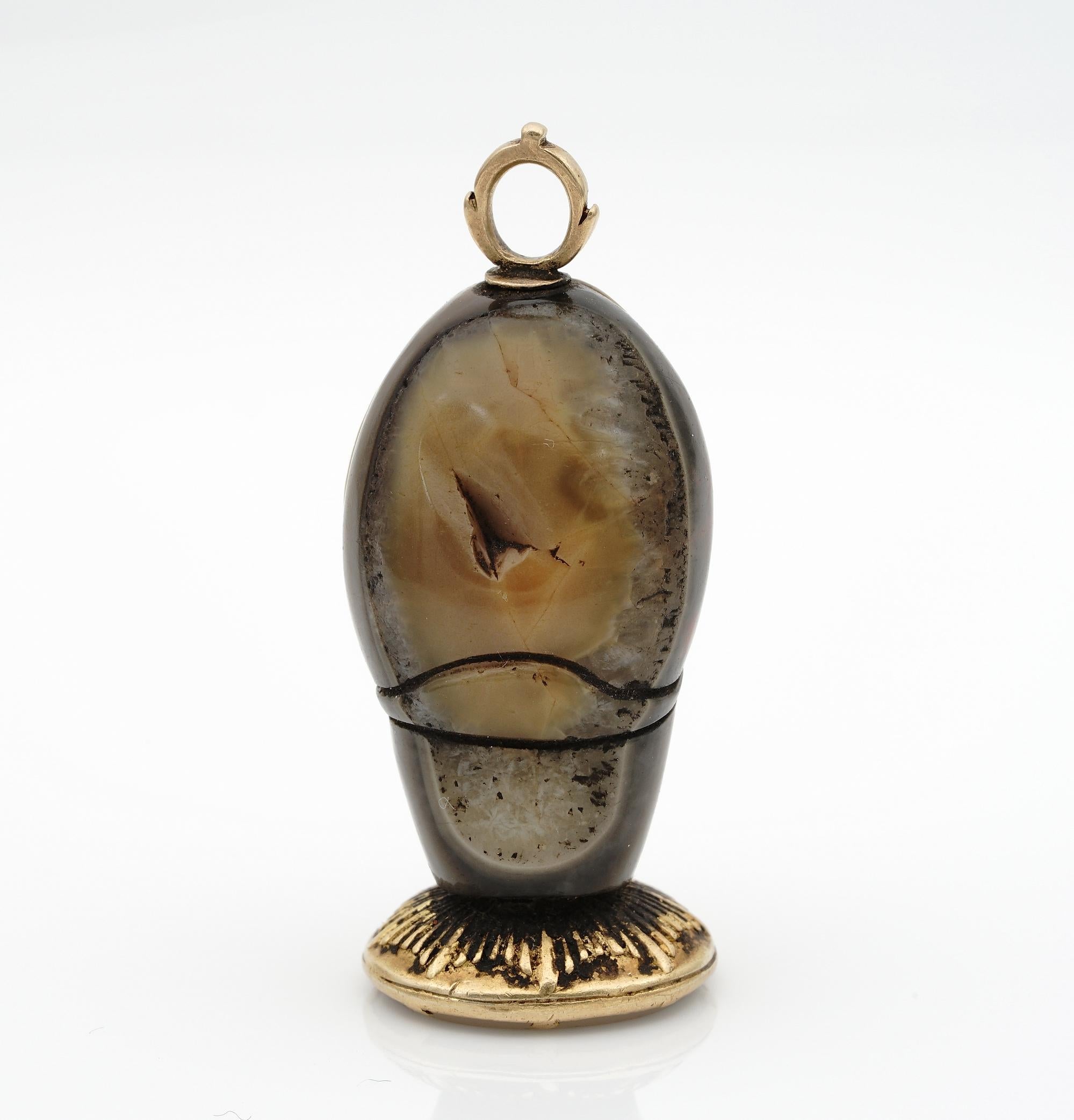 Rare French Georgian Carved Seal Fob For Sale 1