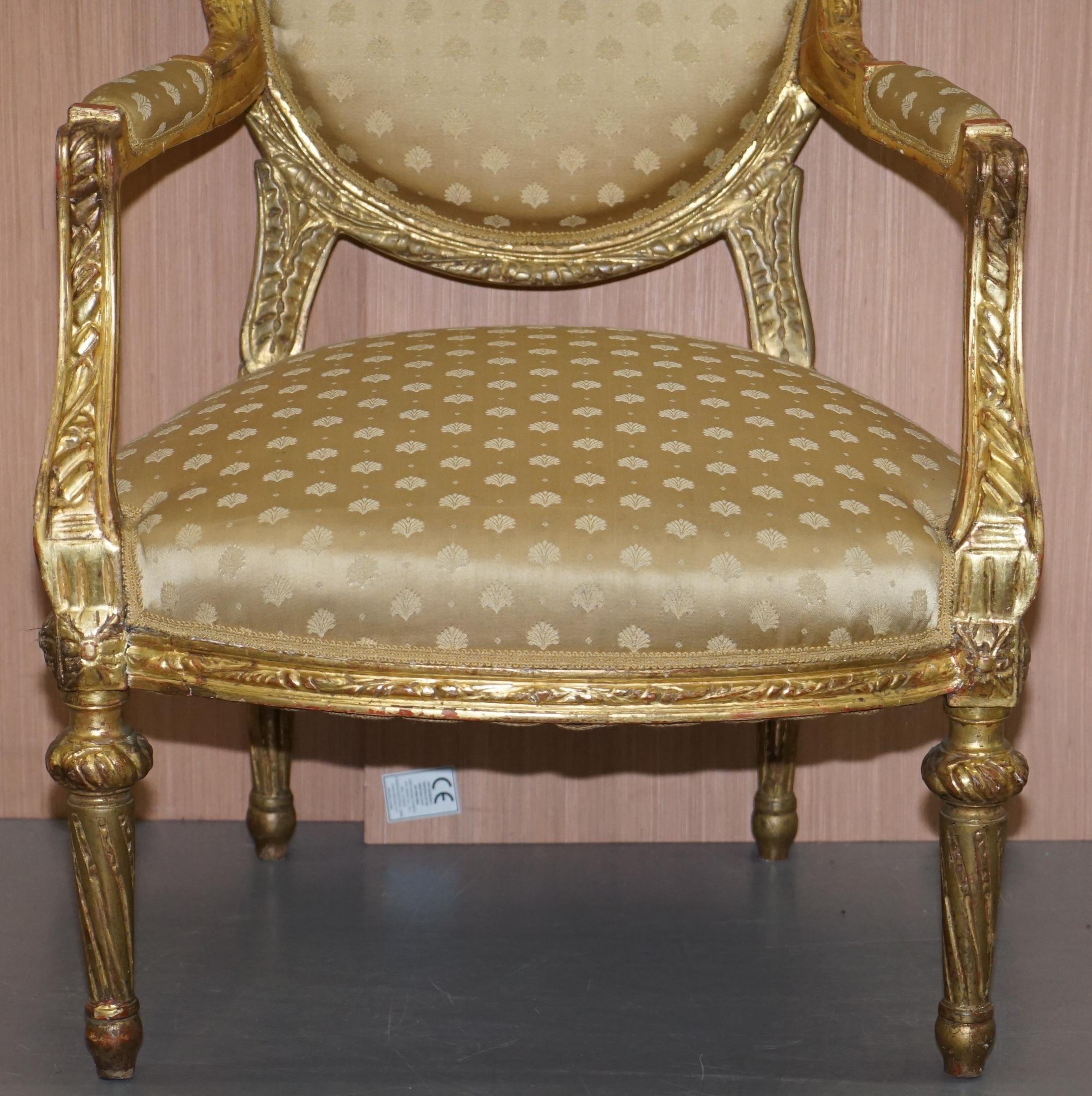 Rare French Giltwood Napoleon III circa 1870 Salon Throne Armchair Part of Suite 5