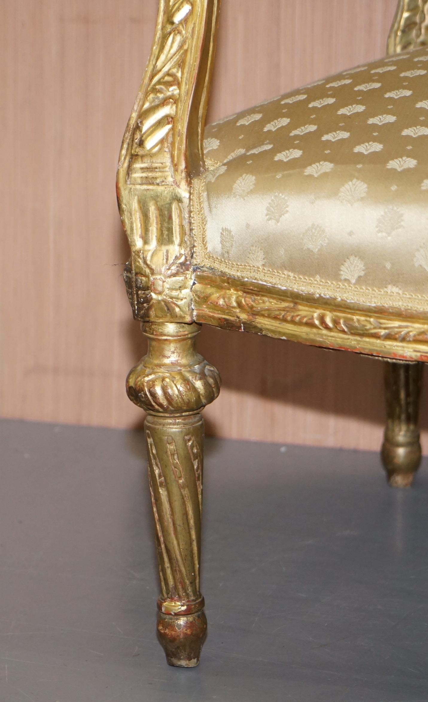 Rare French Giltwood Napoleon III circa 1870 Salon Throne Armchair Part of Suite 6