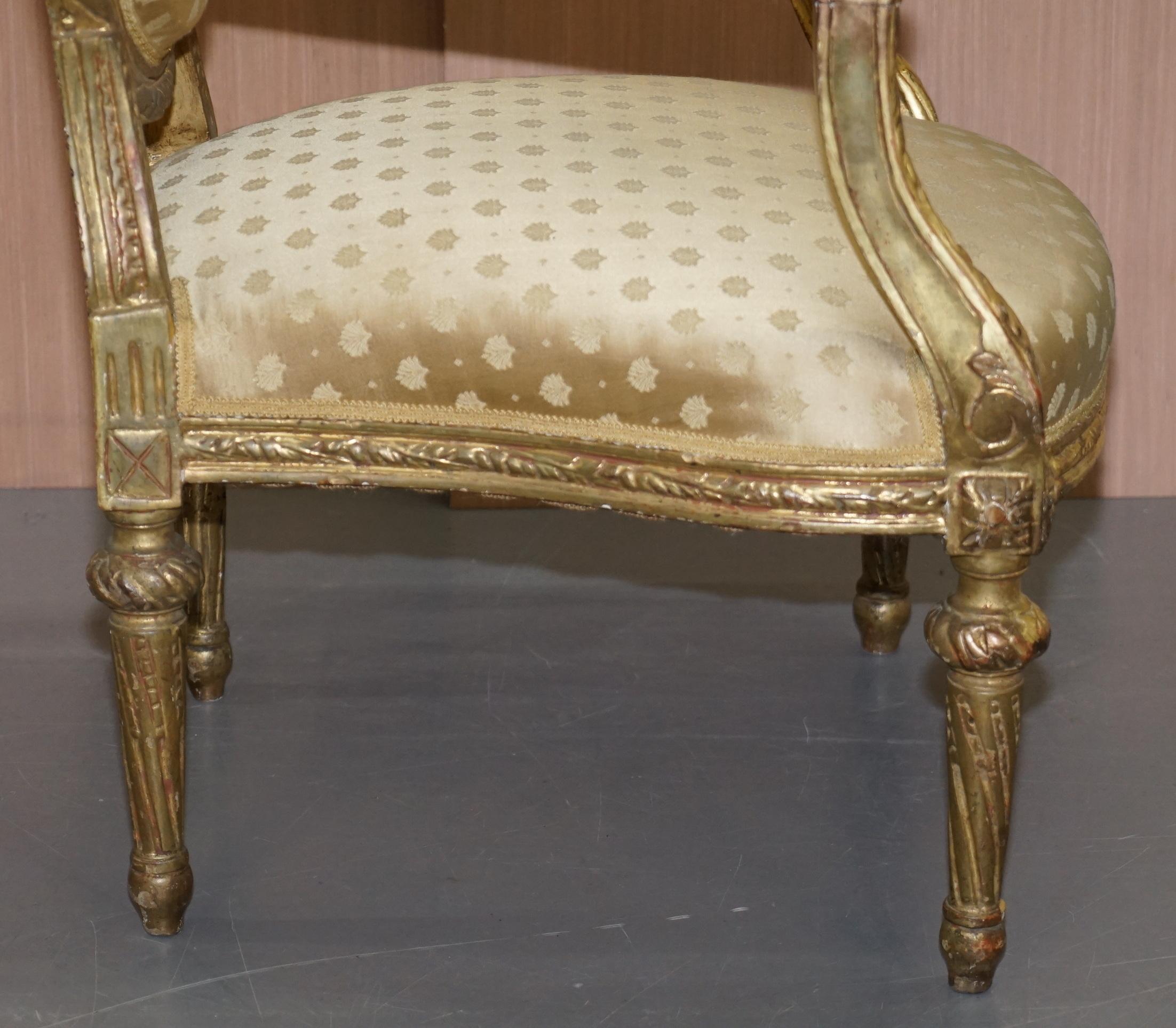 Rare French Giltwood Napoleon III circa 1870 Salon Throne Armchair Part of Suite 10