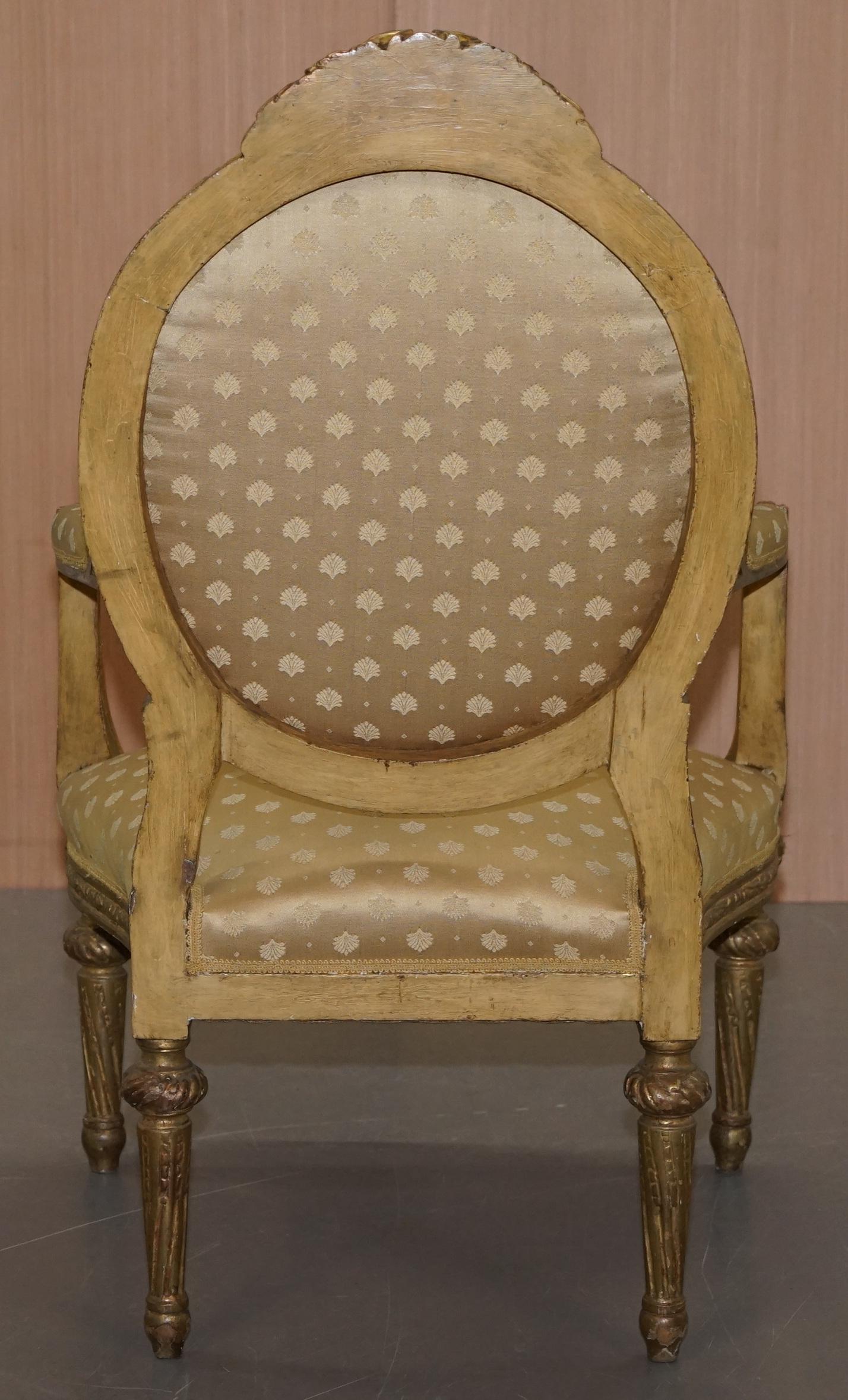 Rare French Giltwood Napoleon III circa 1870 Salon Throne Armchair Part of Suite 12