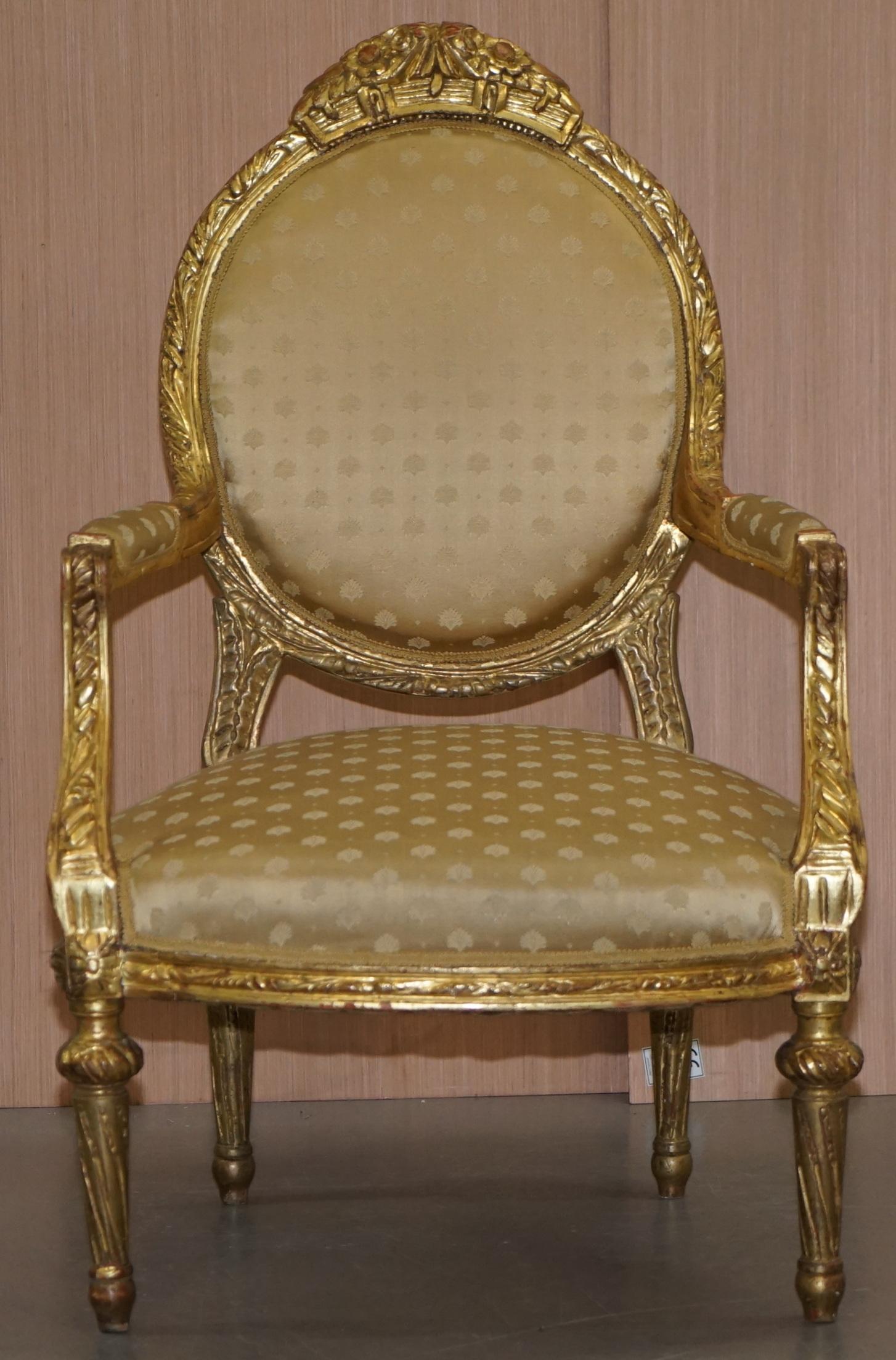 We are delighted to auction this original Napoleon III Giltwood, circa 1870 Salon Throne armchair which is part of a suite

This set includes a sofa and one other matching armchair, this one listed here is in perfect condition, the other armchair