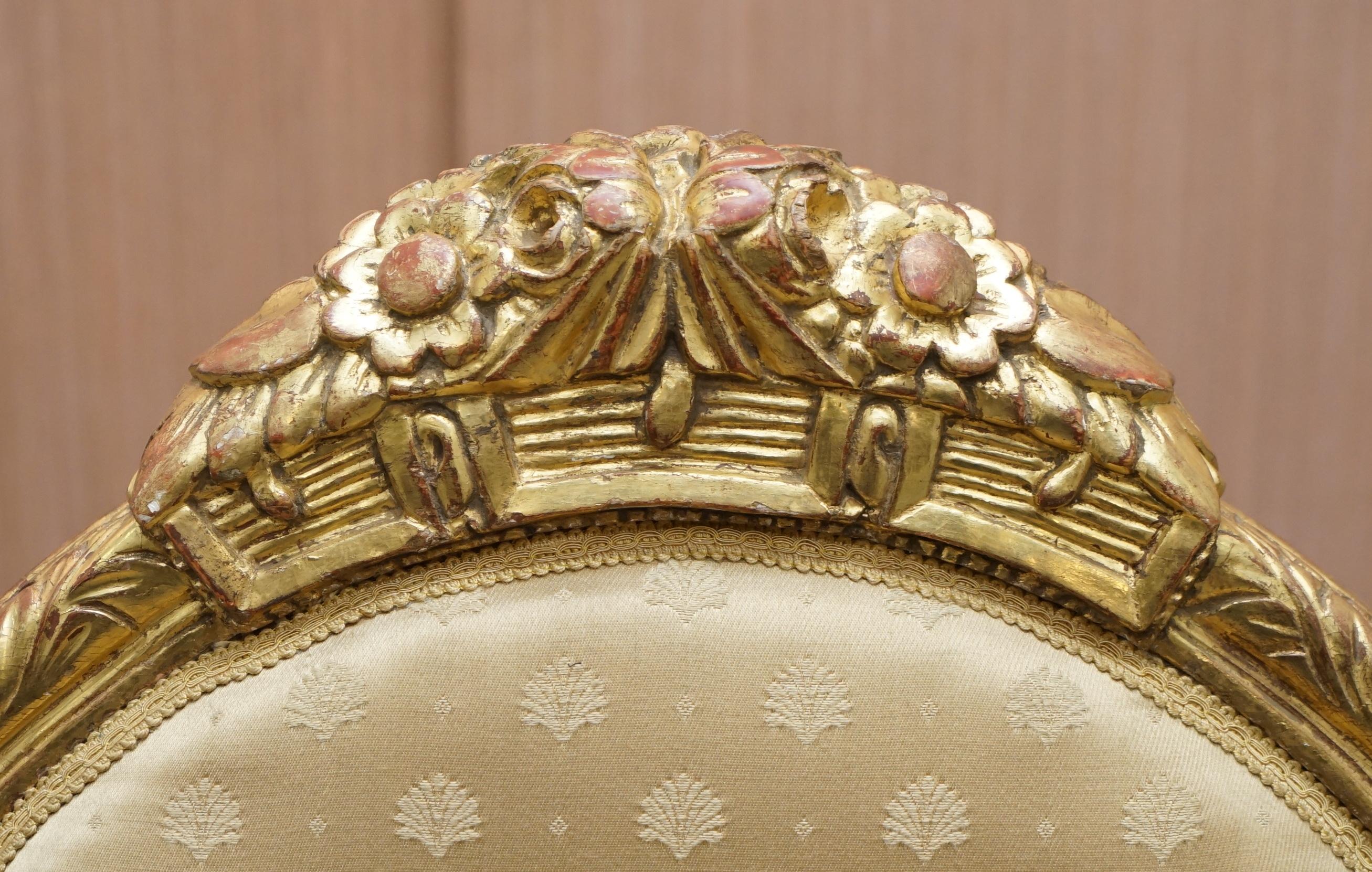 Rare French Giltwood Napoleon III circa 1870 Salon Throne Armchair Part of Suite 1