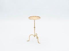 Rare French Henri Pouenat Gilt Wrought Iron Gold Leaf Gueridon, 1960s