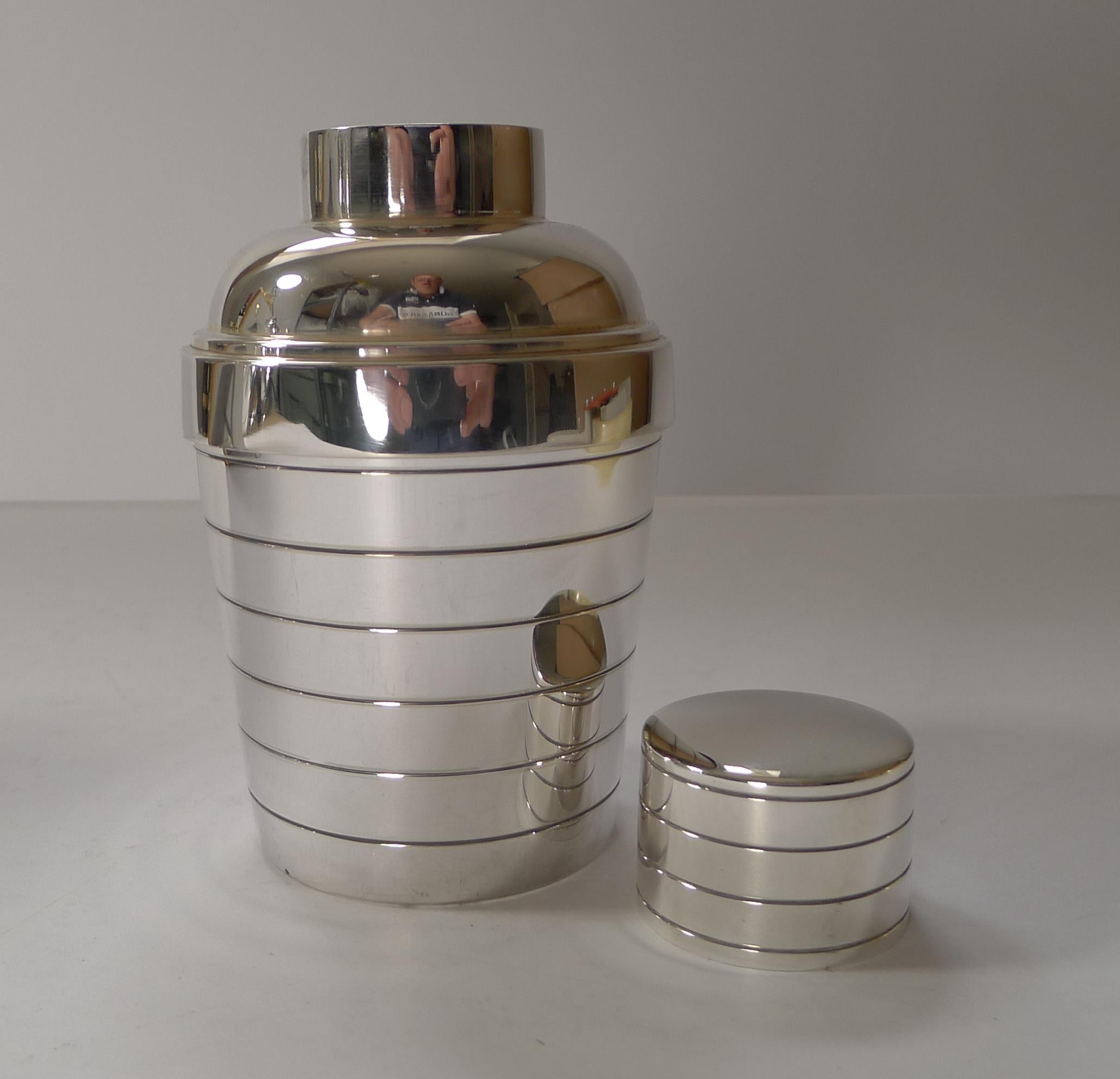 Silver Plate Rare French Individual Cocktail Shaker with Lemon Squeezer, Deschamps Freres