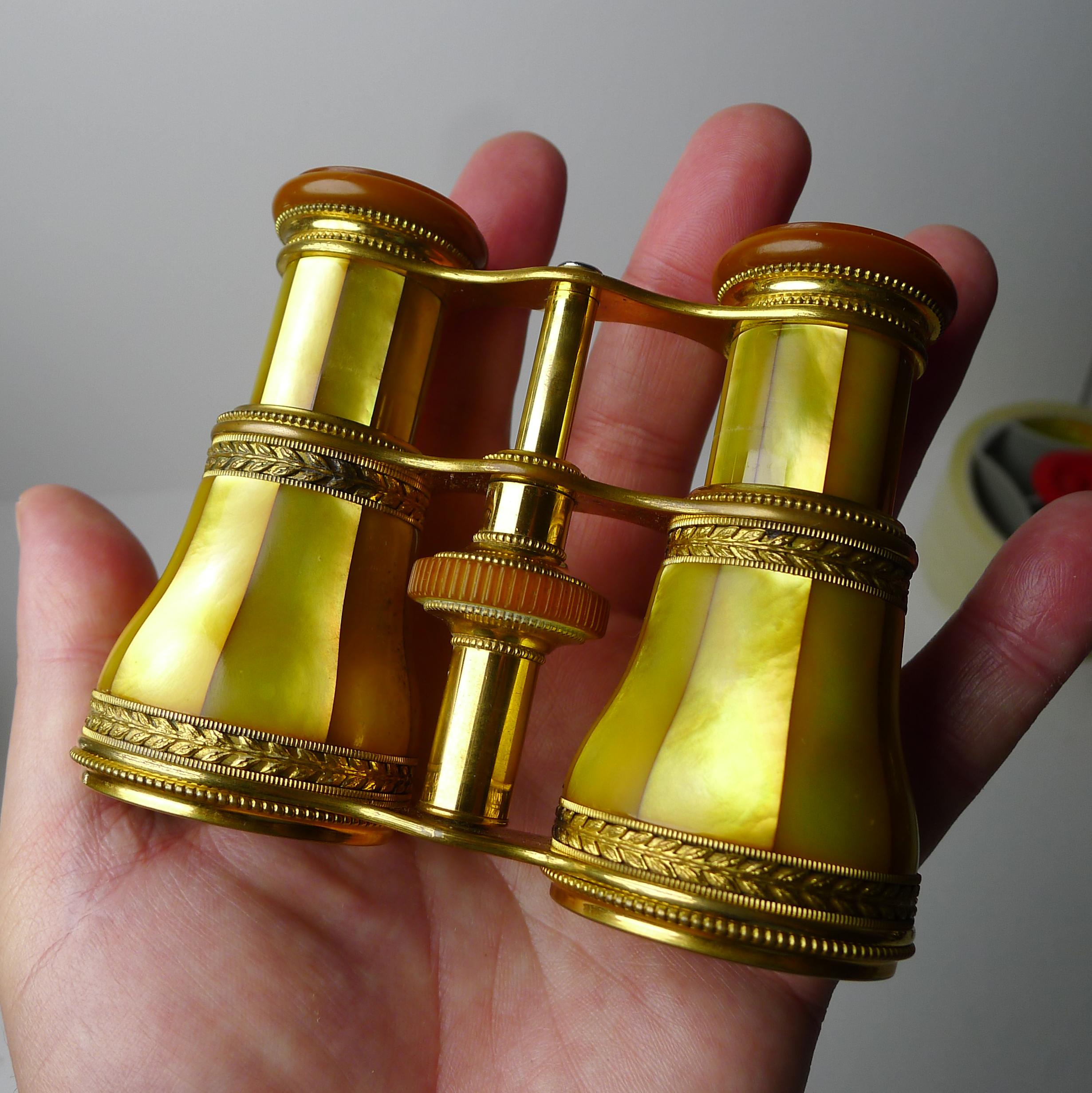 Mother-of-Pearl Rare French LeMaire, Paris Opera Glasses - Golden Mother of Pearl