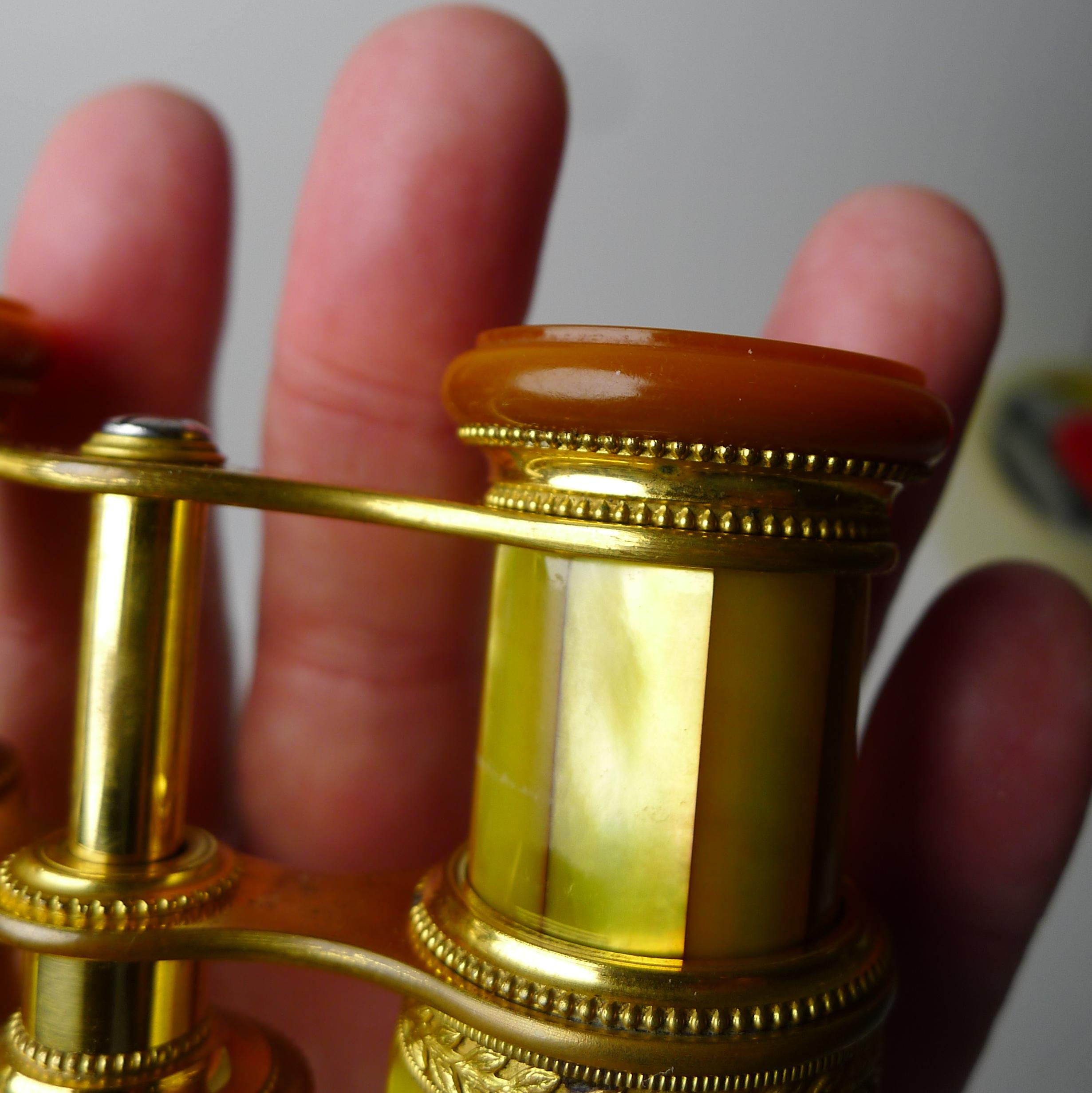 Rare French LeMaire, Paris Opera Glasses - Golden Mother of Pearl 1
