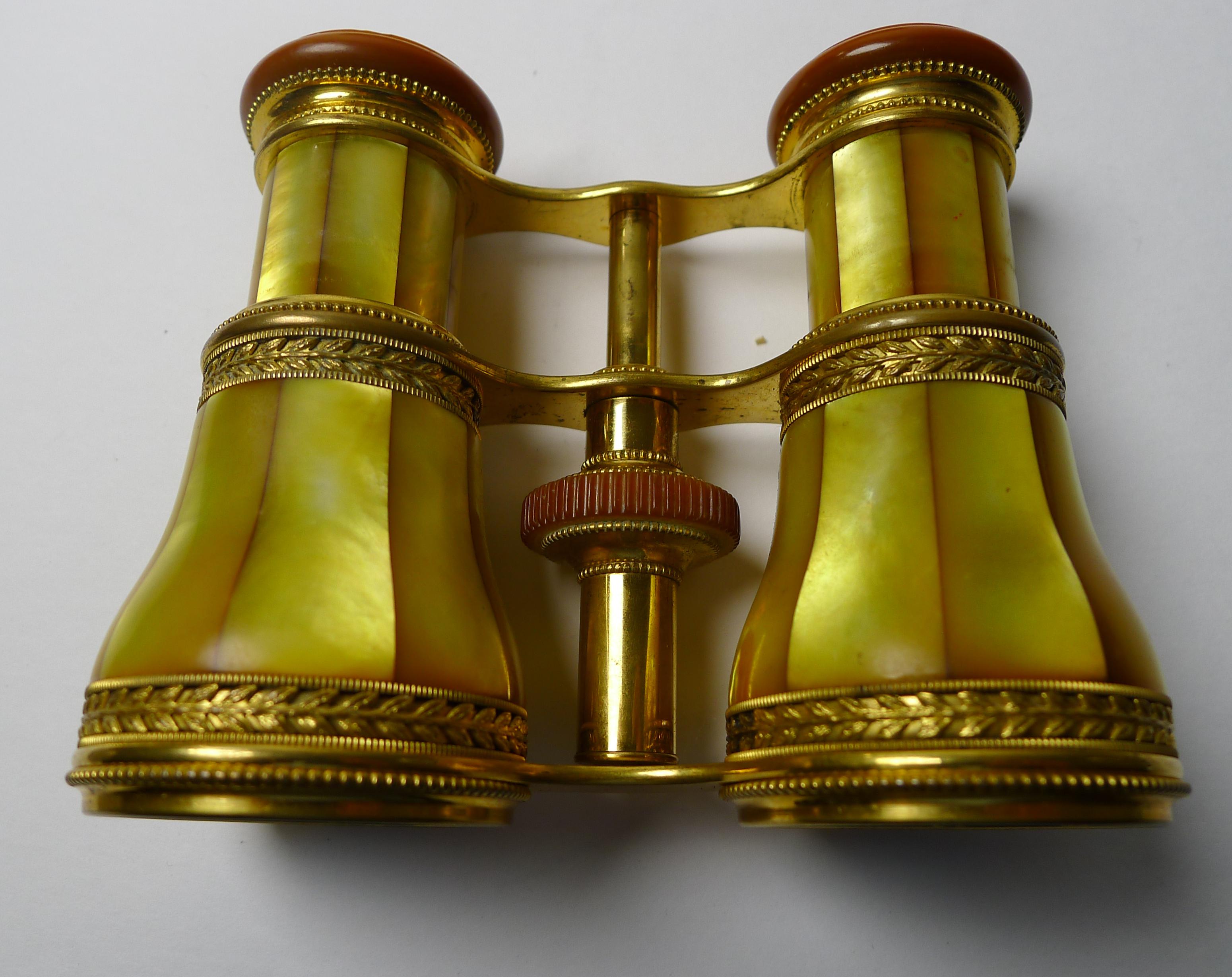 Rare French LeMaire, Paris Opera Glasses - Golden Mother of Pearl 3