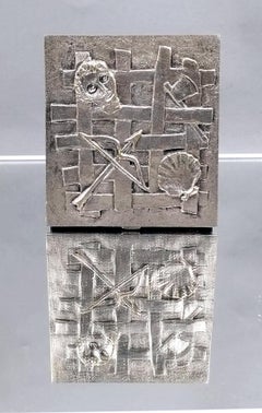 Rara scatola di oloferne in bronzo argentato della Line Vautrin francese