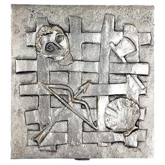 Rara scatola di oloferne in bronzo argentato della Line Vautrin francese