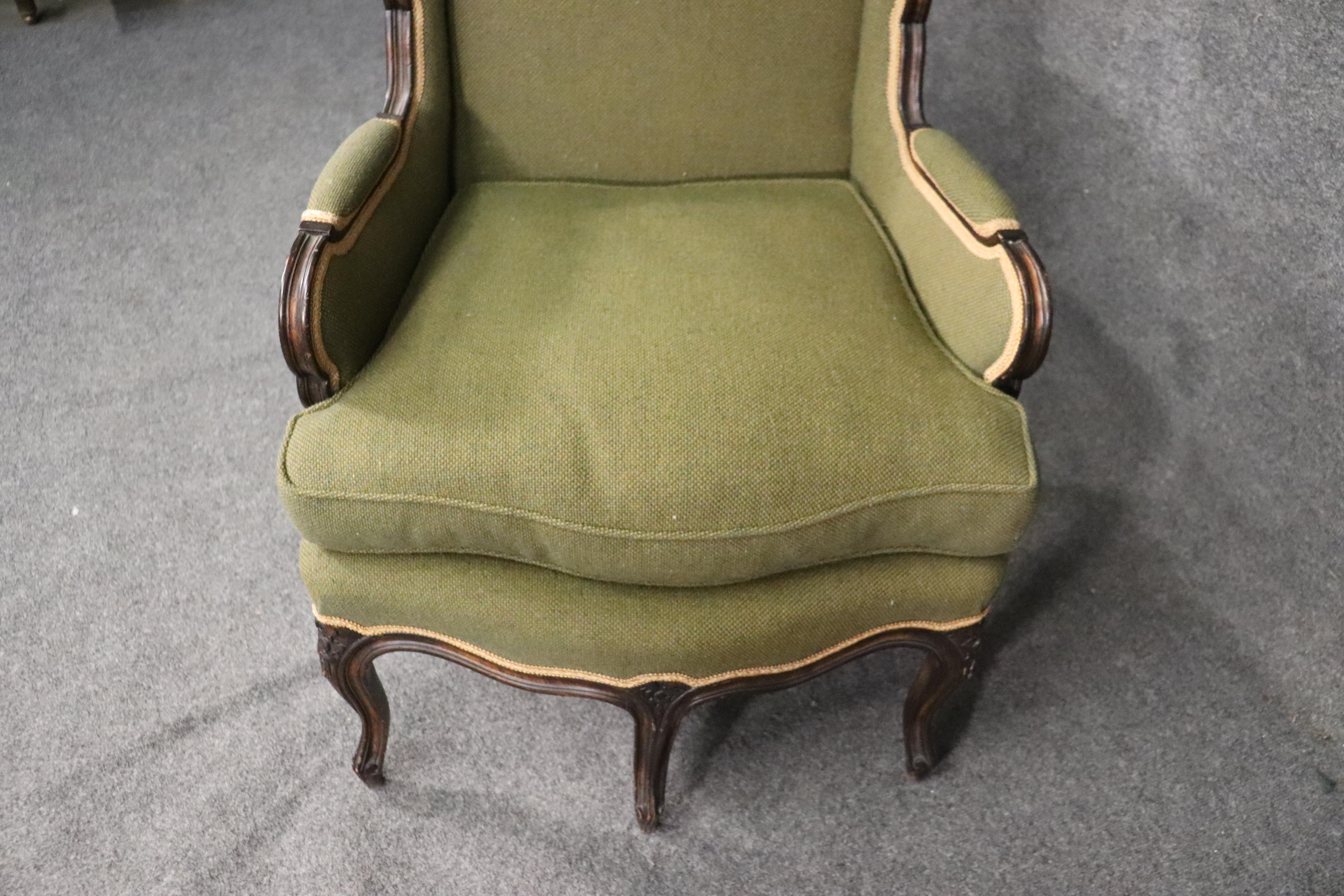 Rare French Louis XV Carved Walnut 5 Leg Bergère Lounge Chair, circa 1910 5