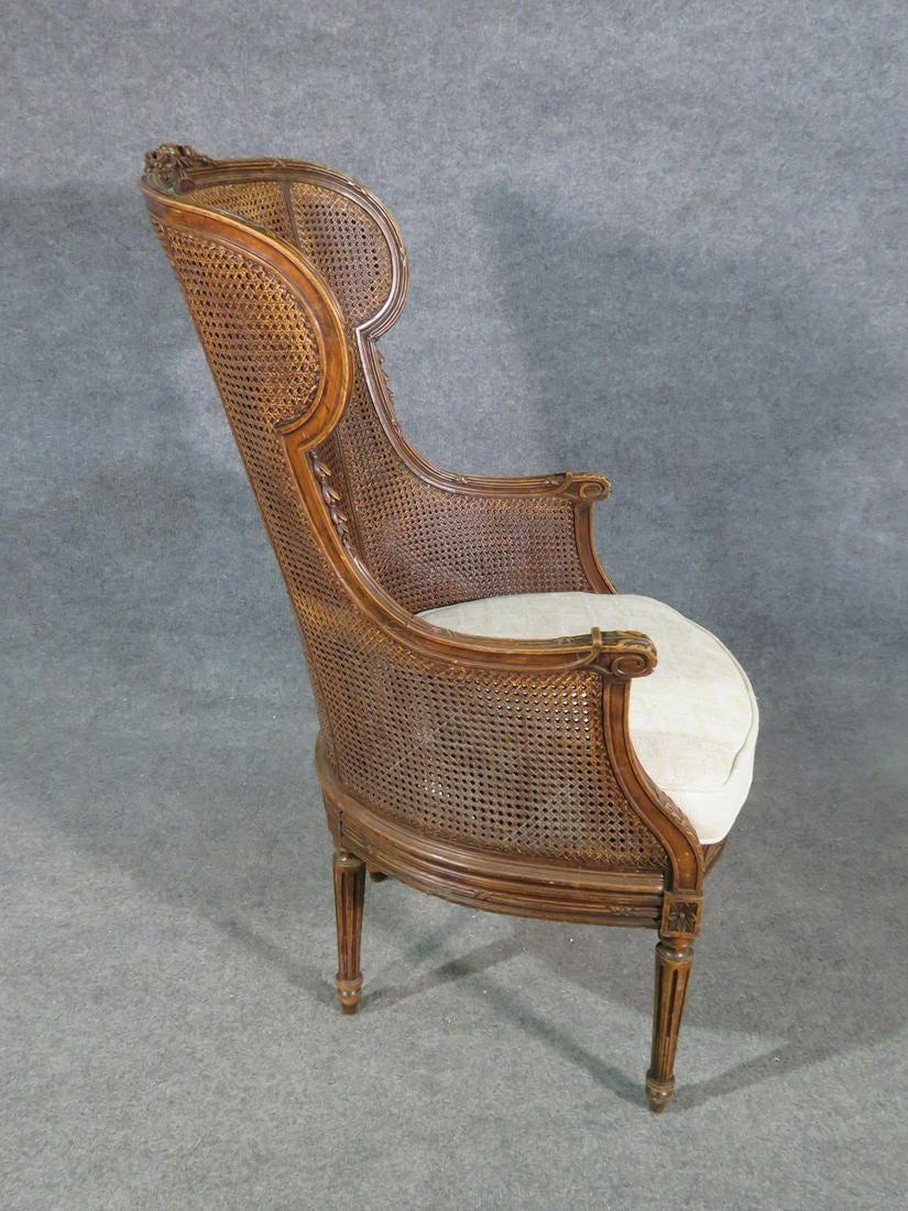 Early 20th Century Rare French Louis XVI Carved Walnut Caned Duchess Brisee 3 PC Chaise Daybed