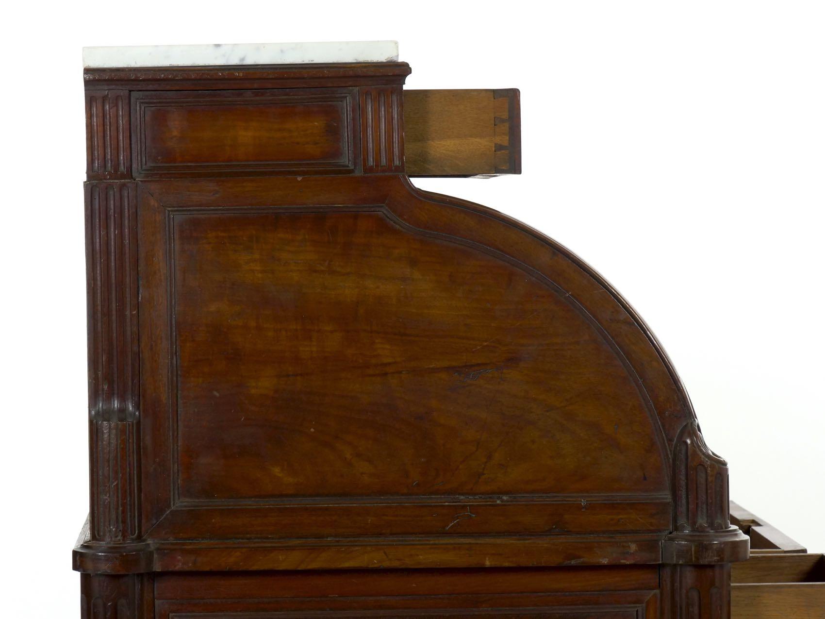Rare French Louis XVI Mahogany Antique Cylindrical Writing Desk 12