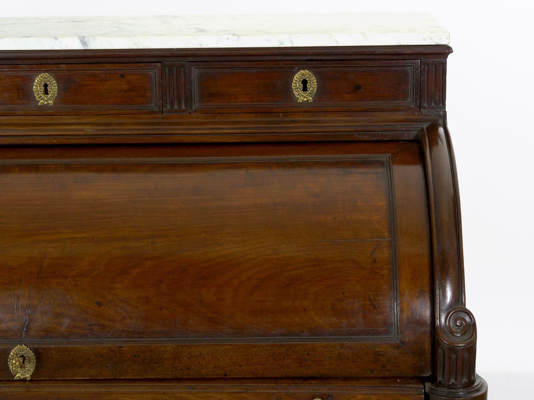 Rare French Louis XVI Mahogany Antique Cylindrical Writing Desk 2