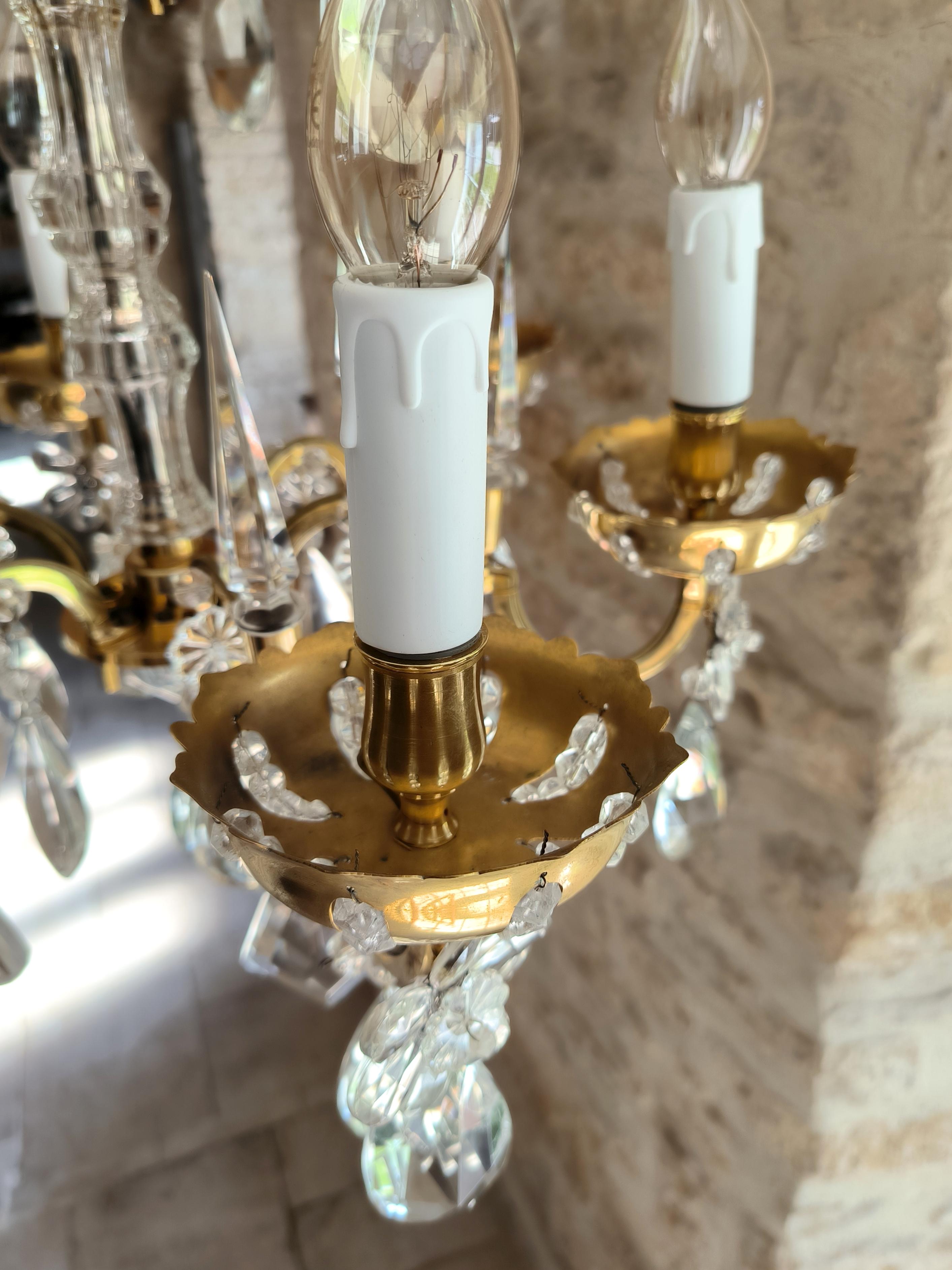 Rara araña de cristal francesa estilo Luis XVI de la Maison Baguès. Circa 1950's en venta 12