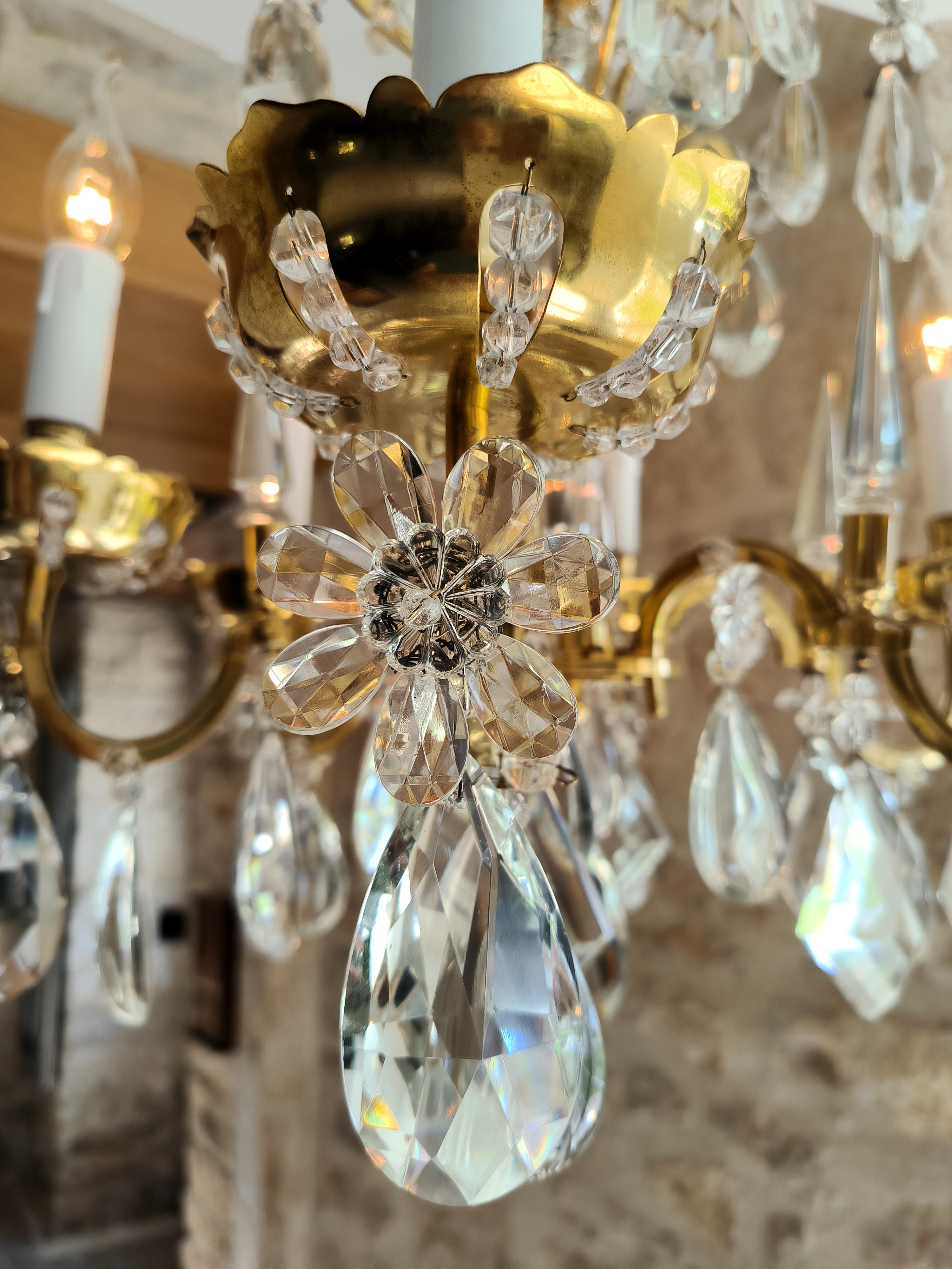 Rara araña de cristal francesa estilo Luis XVI de la Maison Baguès. Circa 1950's en Bueno estado para la venta en CARENTAN-LES-MARAIS, FR