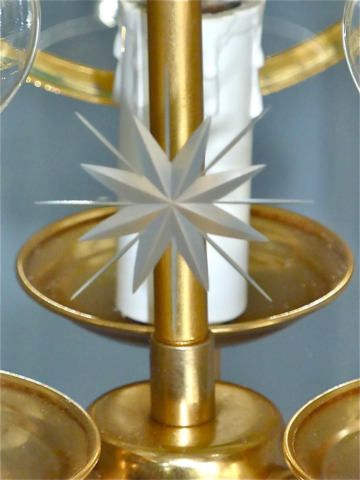 Rare French Maison Jansen Lantern Gilt Brass Crystal Glass 1960 Bagues Charles For Sale 7