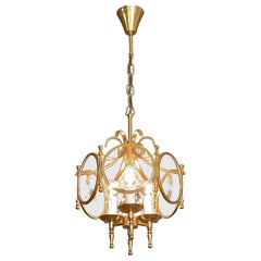 Rare French Maison Jansen Lantern Gilt Brass Crystal Glass 1960 Bagues Charles