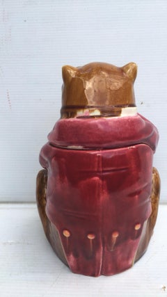 Rare French Majolica Bulldog Tobacco Jar, Circa 1890