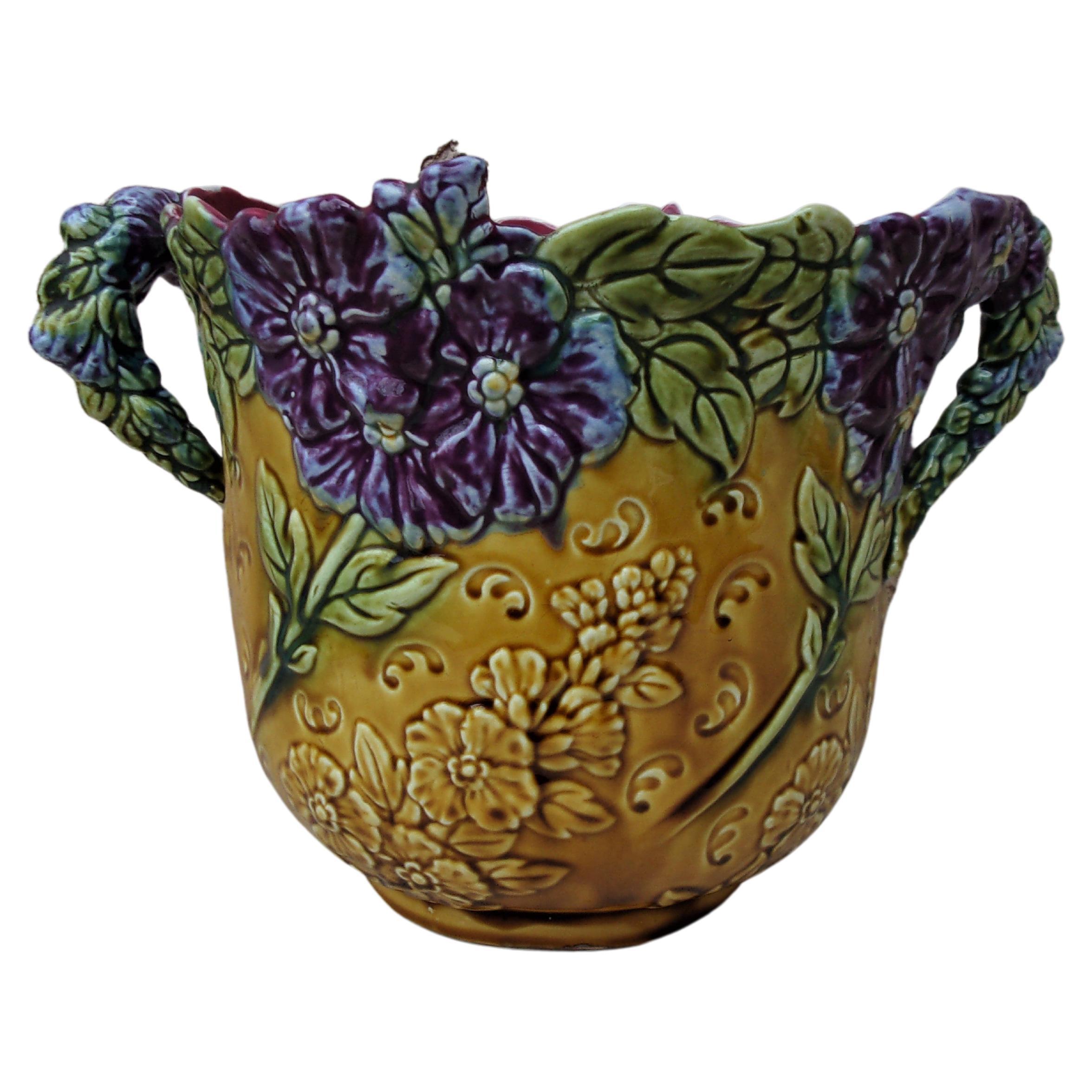 Cache-pot Ancien Onnaing Du 19ème Siècle - Majolique Française, état TBE (Très Bon État), Céramique/porcelaine