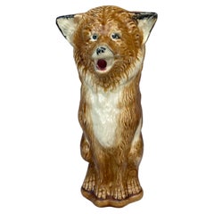 Rare French Majolica Fox Pitcher Orchies Foubert , circa 1890