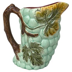 Rare French Majolica Grape Pitcher Orchies, circa 1890