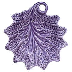 Rare French Majolica Purple Dish Leaf Onnaing, circa 1890