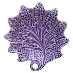 Rare French Majolica Purple Dish Leaf Onnaing, circa 1890