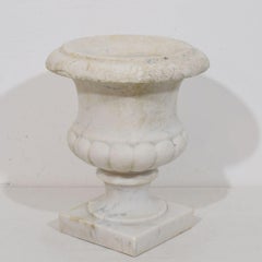 Rare French Medici Style White Marble Garden Urn, Circa 1850-1880