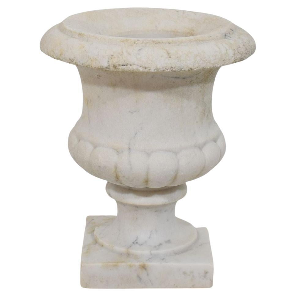 Rare French Medici Style White Marble Garden Urn, Circa 1850-1880