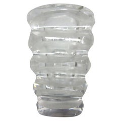 Rare French Mid-Century Modern Cut and Etched Lead Crystal Vase by Marc Lalique