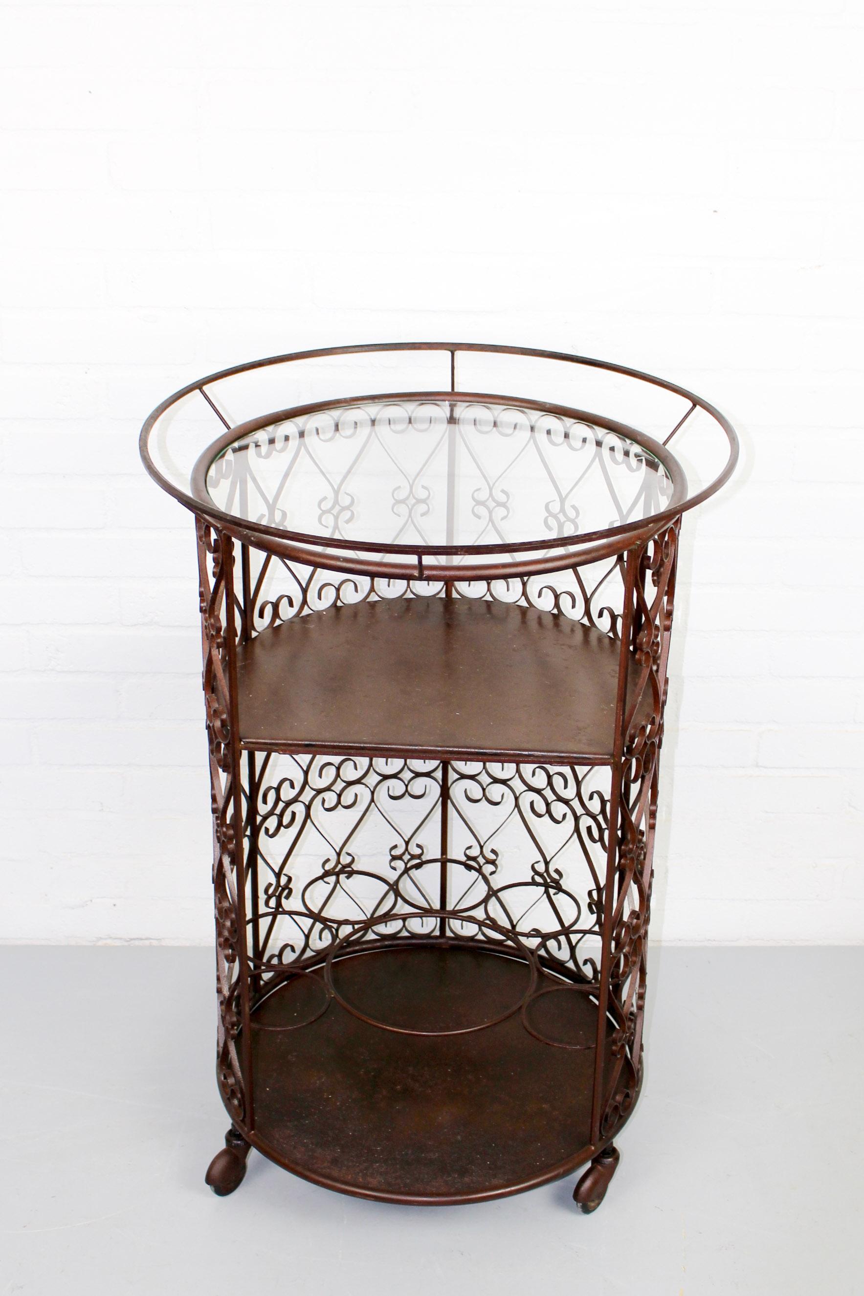 Wrought Iron Rare French Midcentury Vintage Chaty Vallauris Bar Cart, 1960s