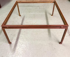 Rare French Modern Neoclassical Gilt Iron Square Coffee Table by Maison Ramsay