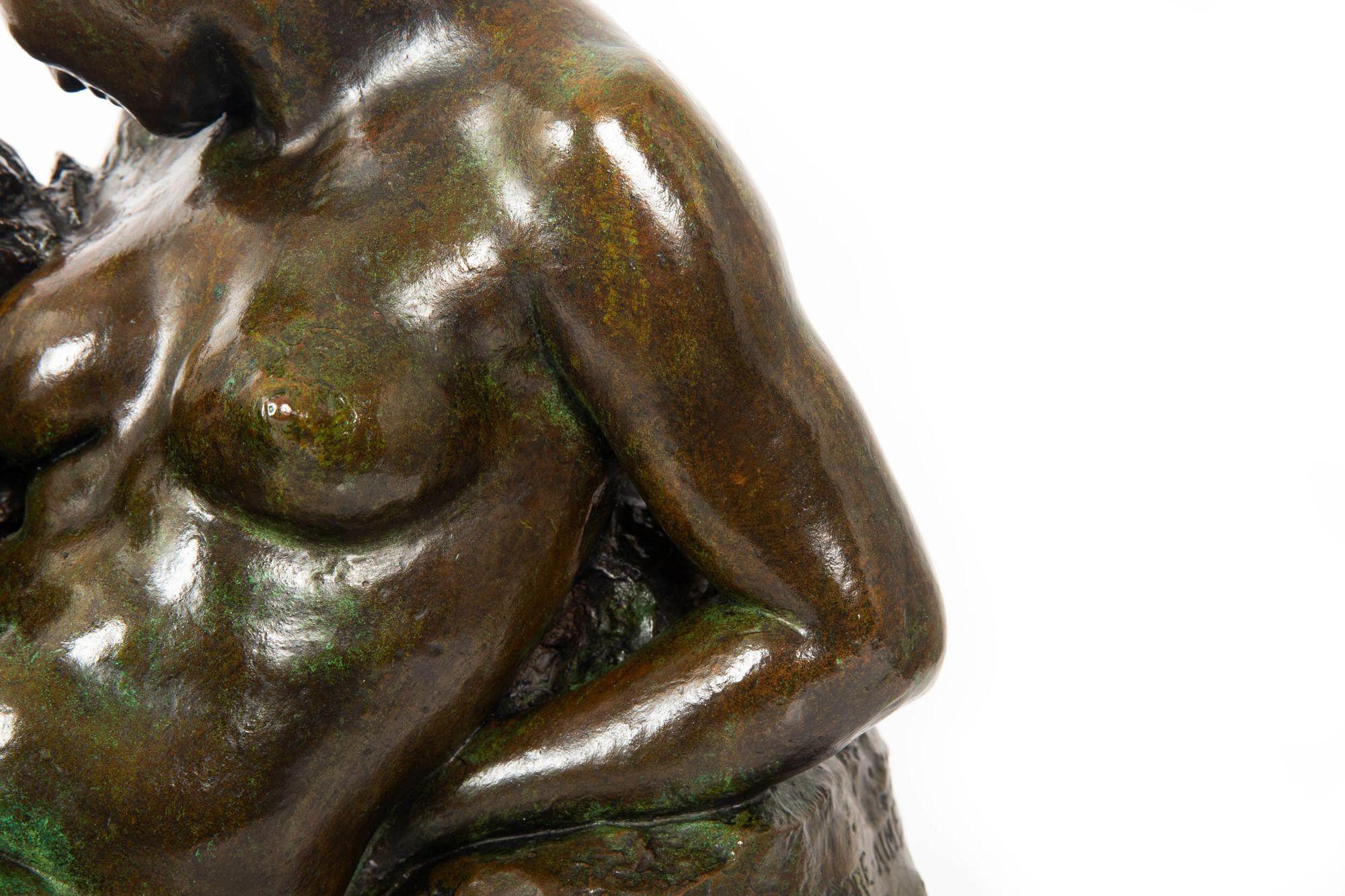 Rare French Modernist Bronze Sculpture of “Eve” (1937) by Aime Octobre For Sale 14