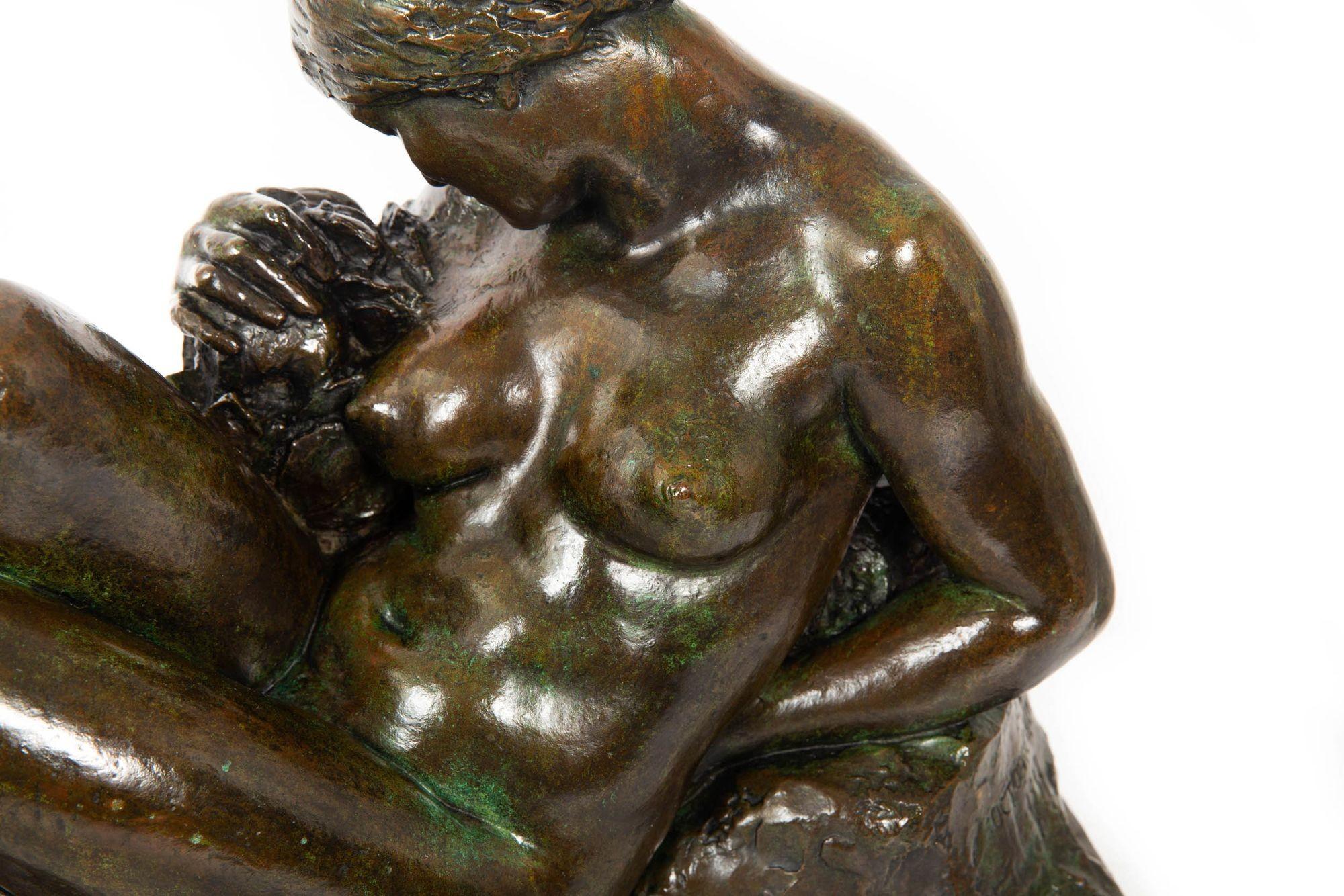 Rare French Modernist Bronze Sculpture of “Eve” (1937) by Aime Octobre For Sale 16