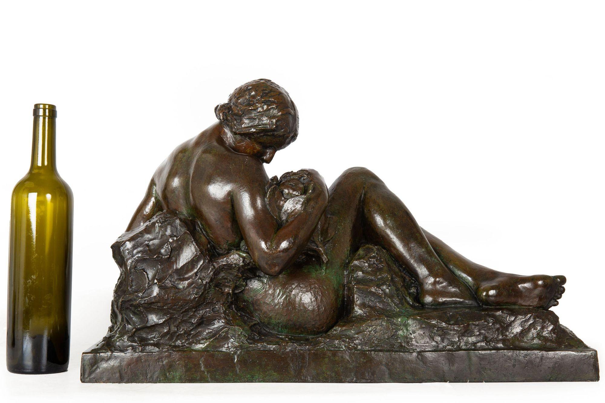 Rare French Modernist Bronze Sculpture of “Eve” (1937) by Aime Octobre In Good Condition For Sale In Shippensburg, PA