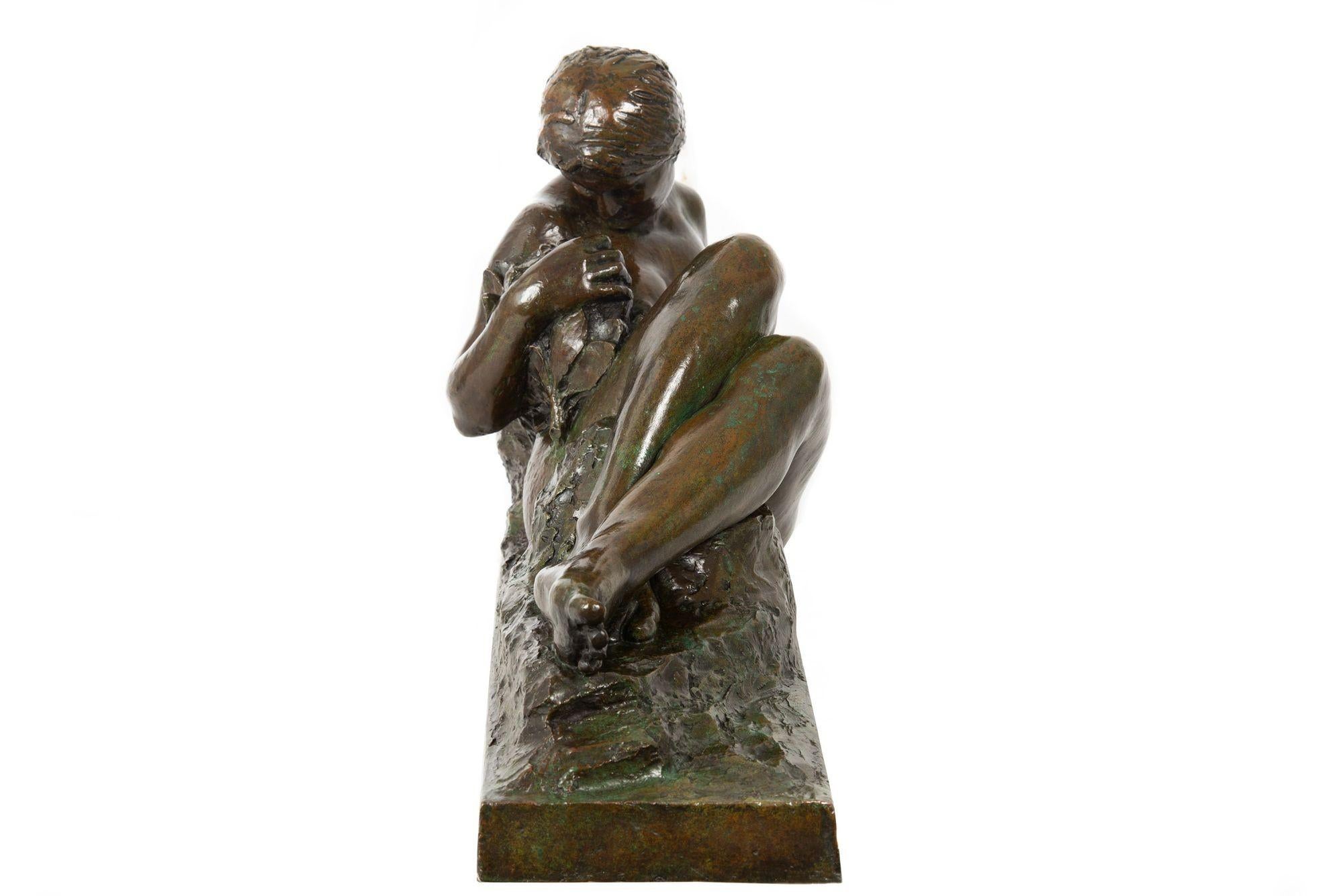 20th Century Rare French Modernist Bronze Sculpture of “Eve” (1937) by Aime Octobre For Sale