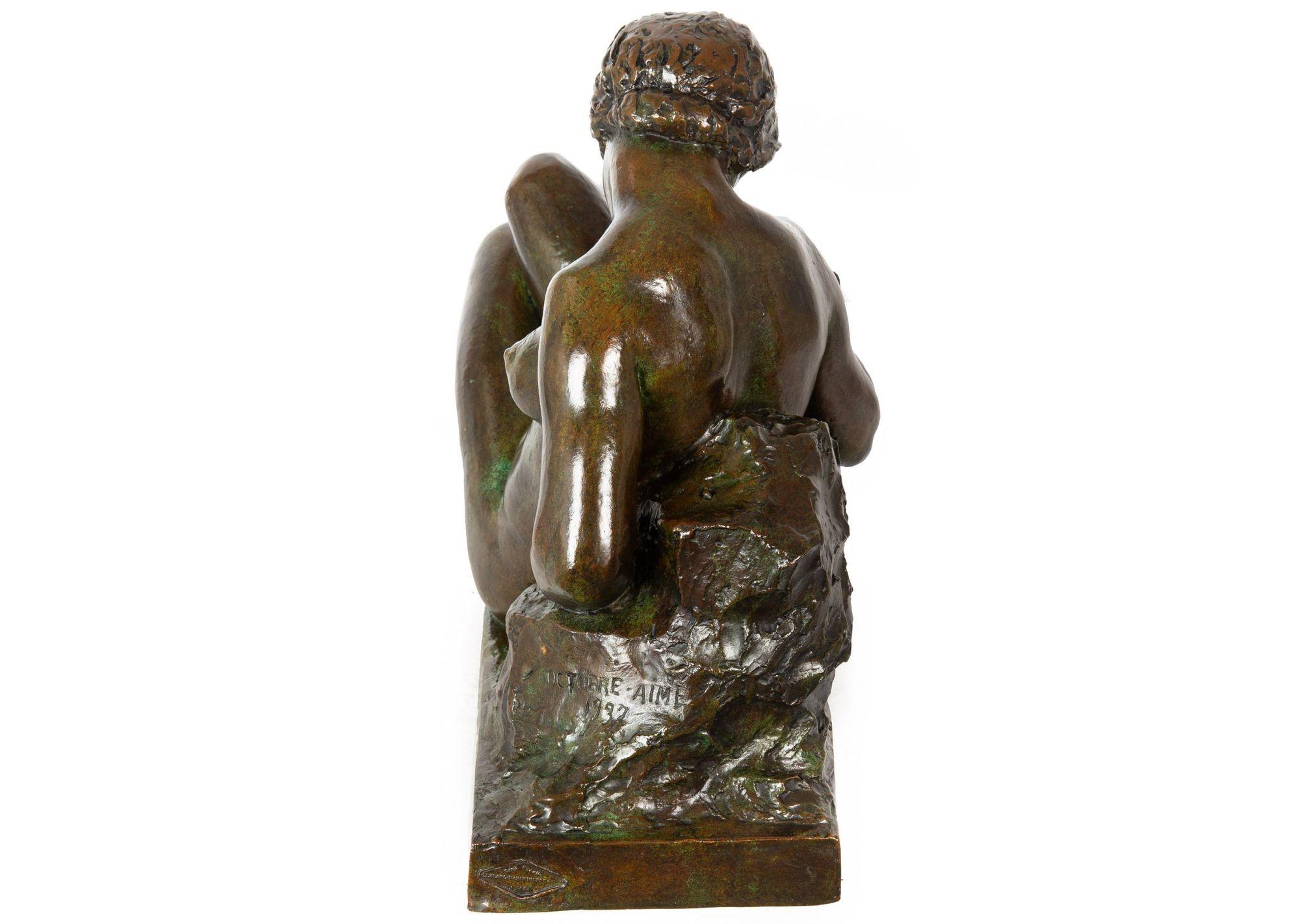 Rare French Modernist Bronze Sculpture of “Eve” (1937) by Aime Octobre For Sale 1