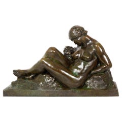 Seltene französische modernistische Bronzeskulptur der Eva (1937) von Aime Octobre