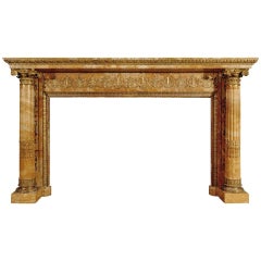 Rare French Napoleonic Empire Sienna Marble Fireplace Mantel