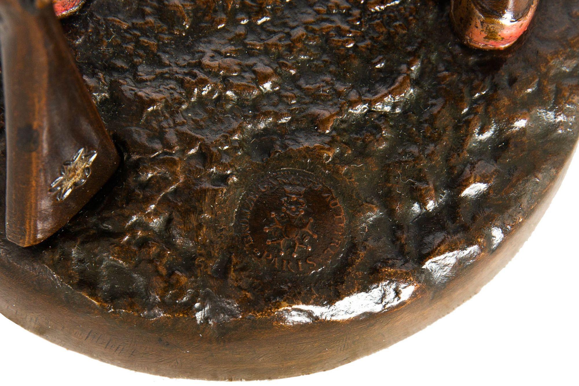 Seltene französische orientalistische Bronzeskulptur Arabischer Krieger nach Jean Didier Debut im Angebot 5