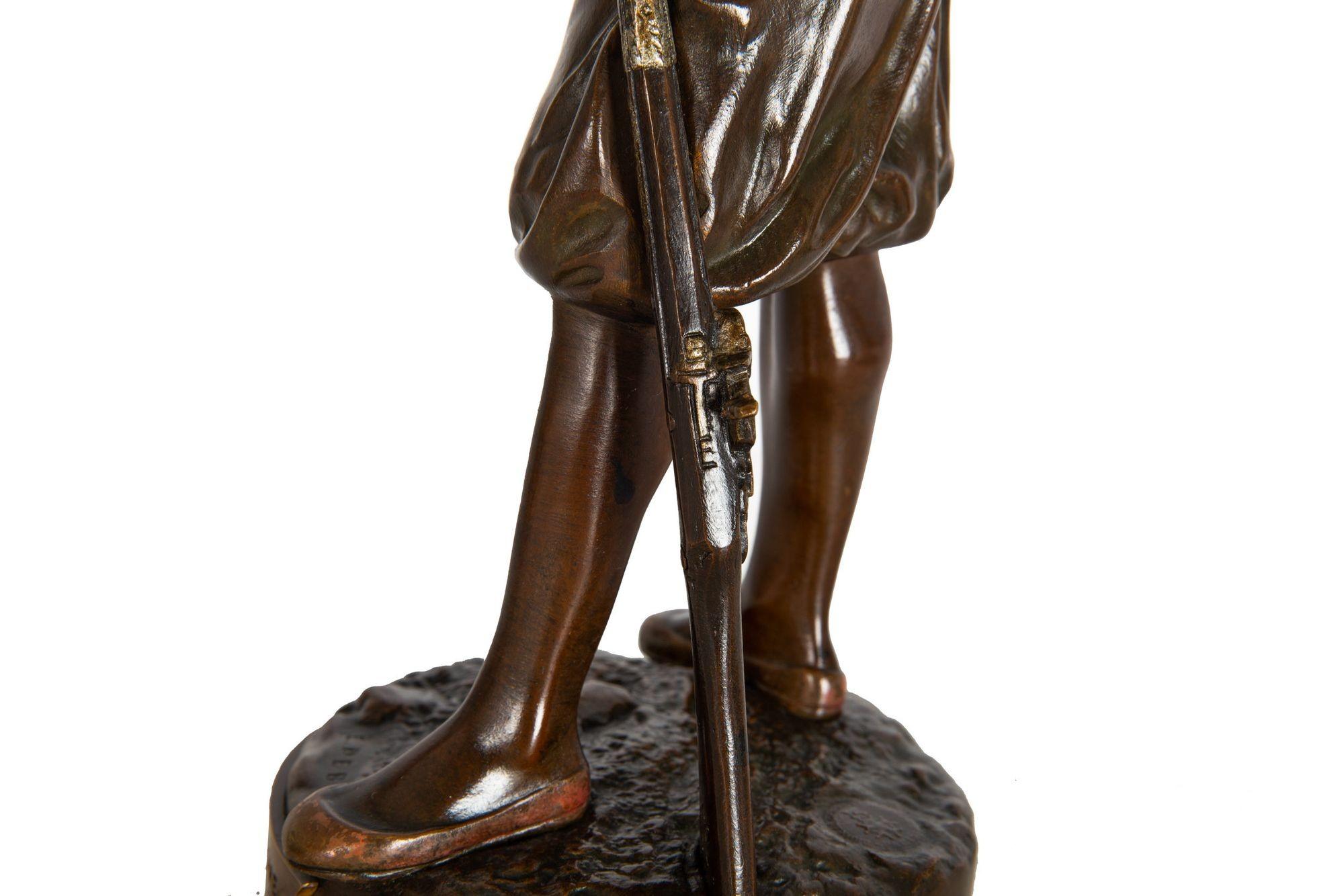 Seltene französische orientalistische Bronzeskulptur Arabischer Krieger nach Jean Didier Debut im Angebot 8