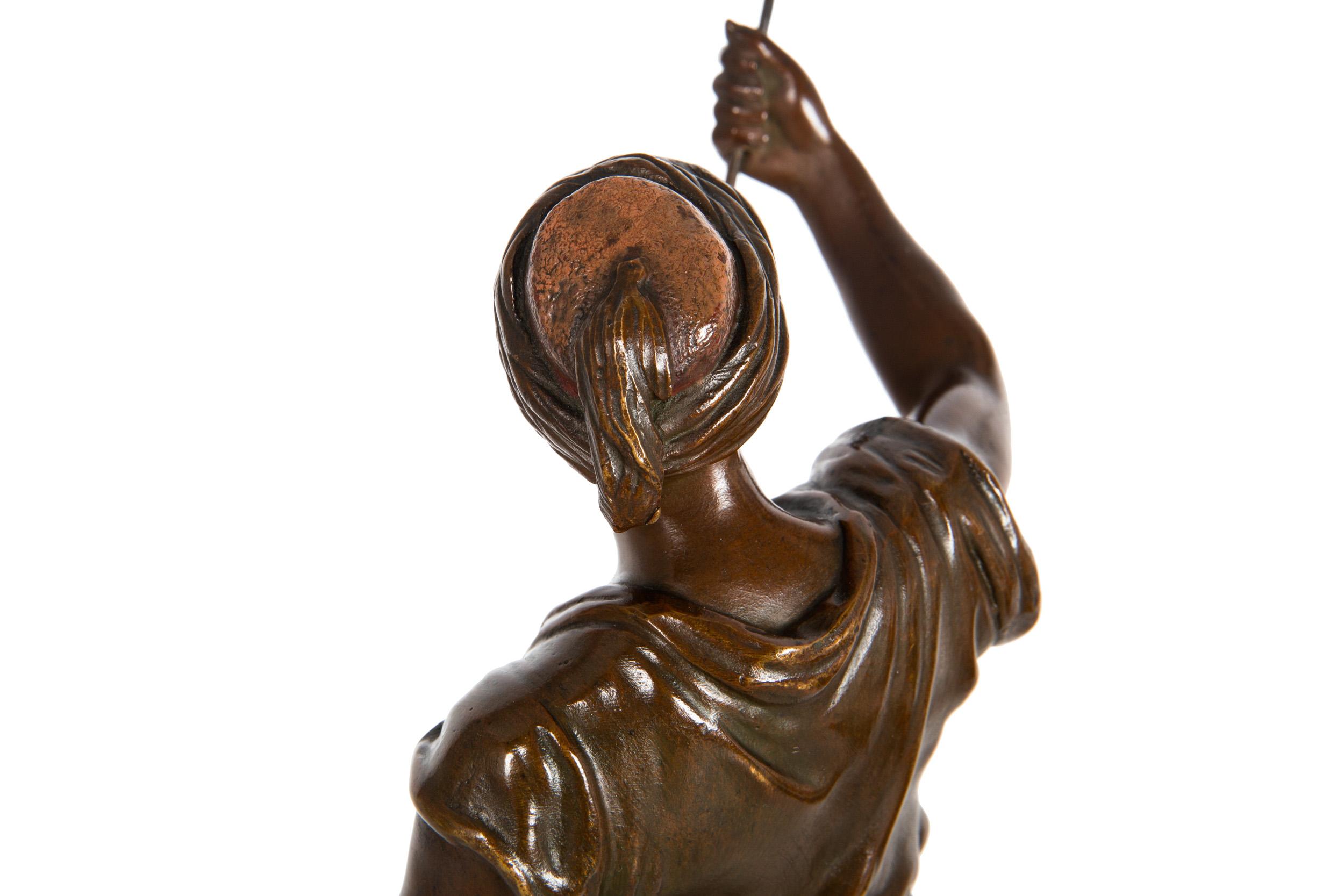 Rare French Orientalist Bronze Sculpture Arab Warrior after Jean Didier Debut For Sale 11