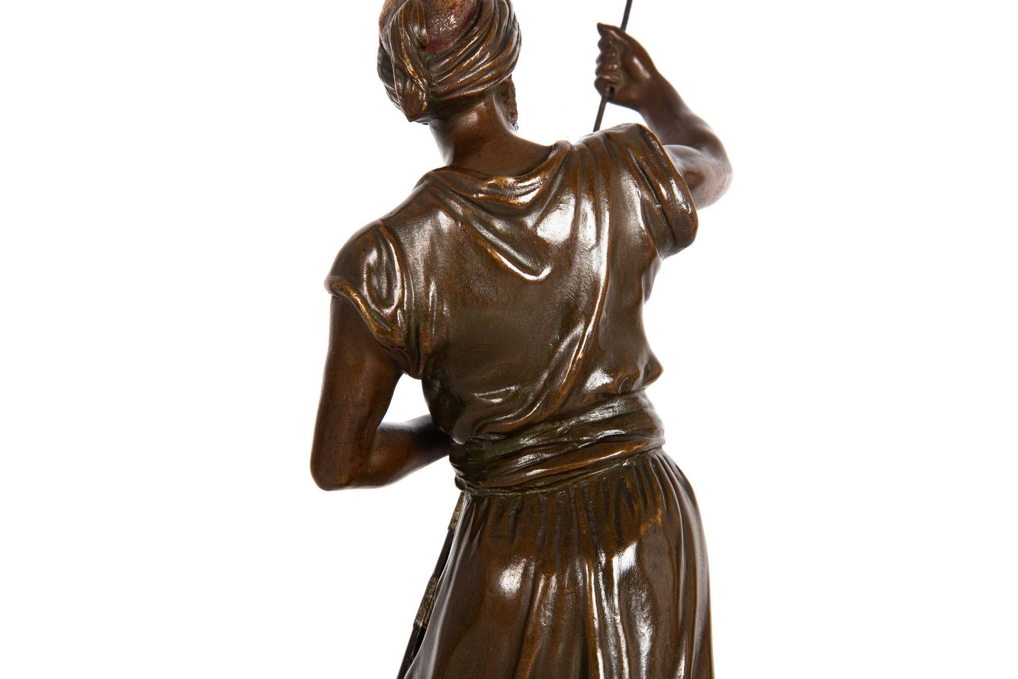 Seltene französische orientalistische Bronzeskulptur Arabischer Krieger nach Jean Didier Debut im Angebot 12