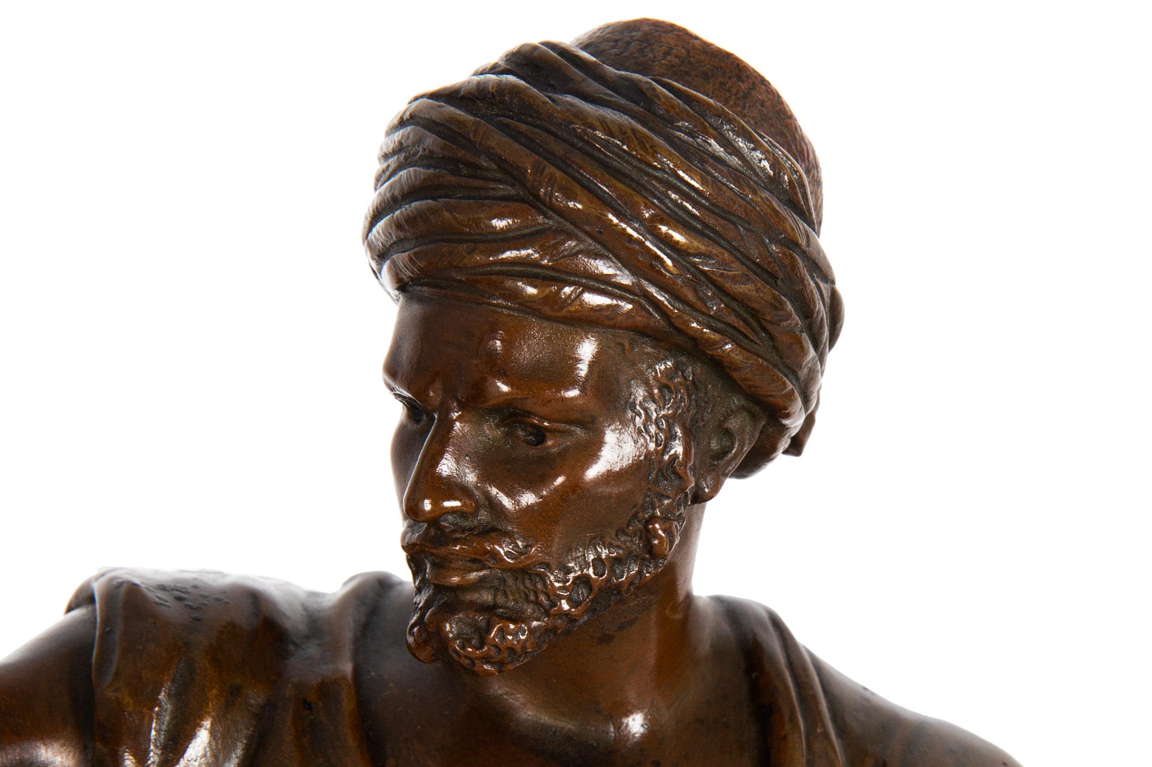 Rare French Orientalist Bronze Sculpture Arab Warrior after Jean Didier Debut For Sale 15